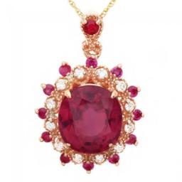 14K Gold 6.97ct Ruby 0.21ct Diamond Pendant