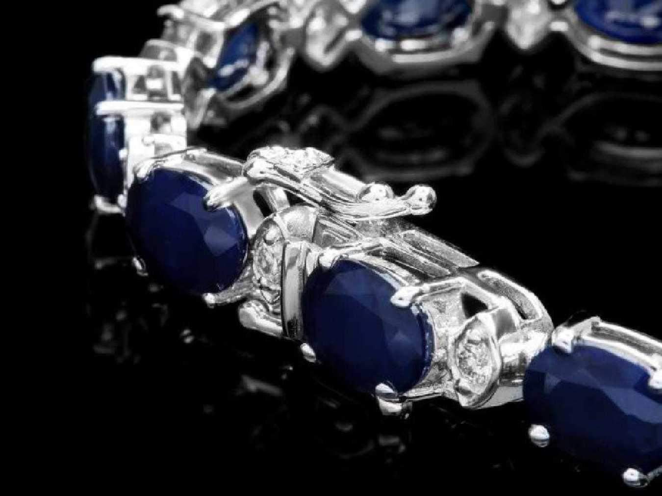 14K White Gold 23.38ct Sapphire and 0.68ct Diamond Bracelet