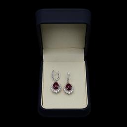 14K Gold 11.08ct Ruby 2.39ct  Diamond Earrings