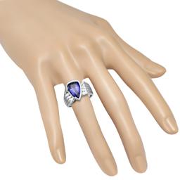 14K White Gold Setting with 3.94ct Tanzanite and 0.23ct Diamond Ladies Ring