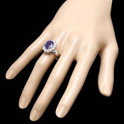 14K White Gold 3.42ct Tanzanite and 1.08ct Diamond Ring