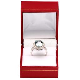 14k White Gold 4.47ct Aquamarine 0.95ct Diamond Ring