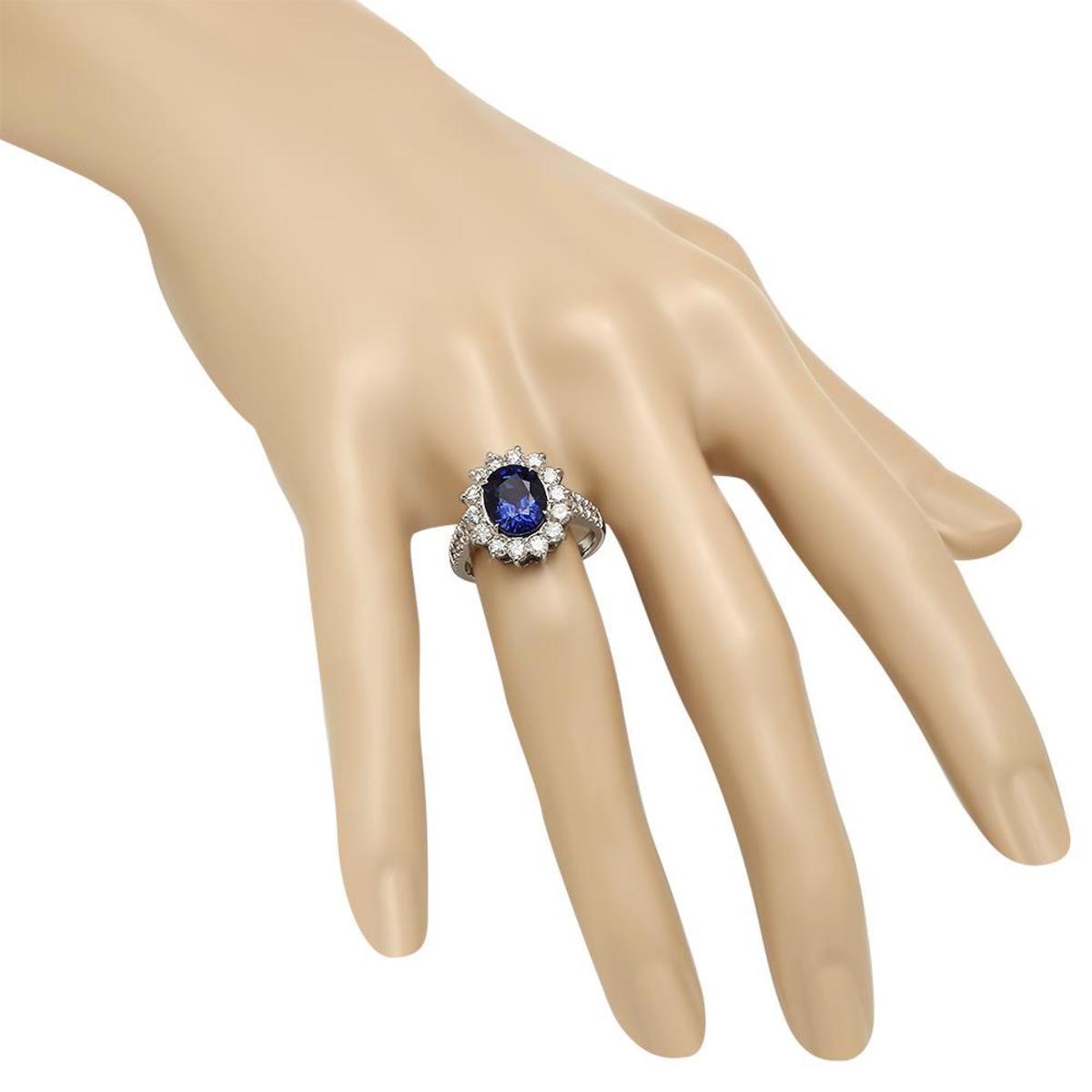 14K White Gold 2.69ct Sapphire and 1.13ct Diamond Ring