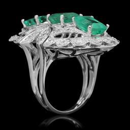 14K White Gold 5.07ct Emerald and 1.61ct Diamond Ring