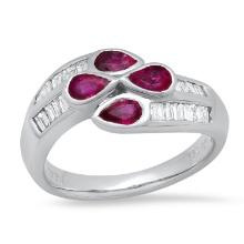 Platinum Setting with 0.94ct Ruby and 0.50ct Diamond Ladies Ring
