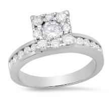 14K White Gold Setting with 0.35ct Center Diamond and 1.01tcw Diamond Ladies Ring