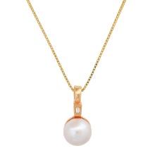 18K Yellow Gold Setting with One 10mm South Sea Pearl and 0.04ct Diamond Pendant