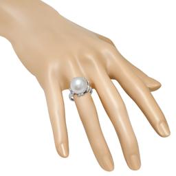 14K White Gold Setting with 14mm South Sea Pearl and 0.93ct Diamond Ladies Ring