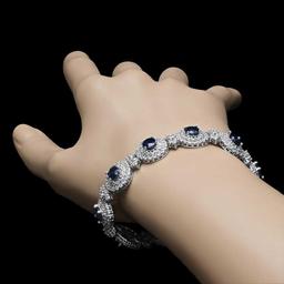 14K White Gold 21.90ct Sapphire and 12.55ct Diamond Bracelet