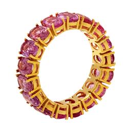 14k Yellow Gold 10.01ct Pink Sapphire Eternity Band Ring