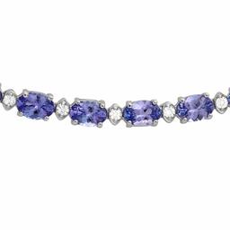 14k White Gold 28.80ct Tanzanite 1.73ct Diamond Necklace