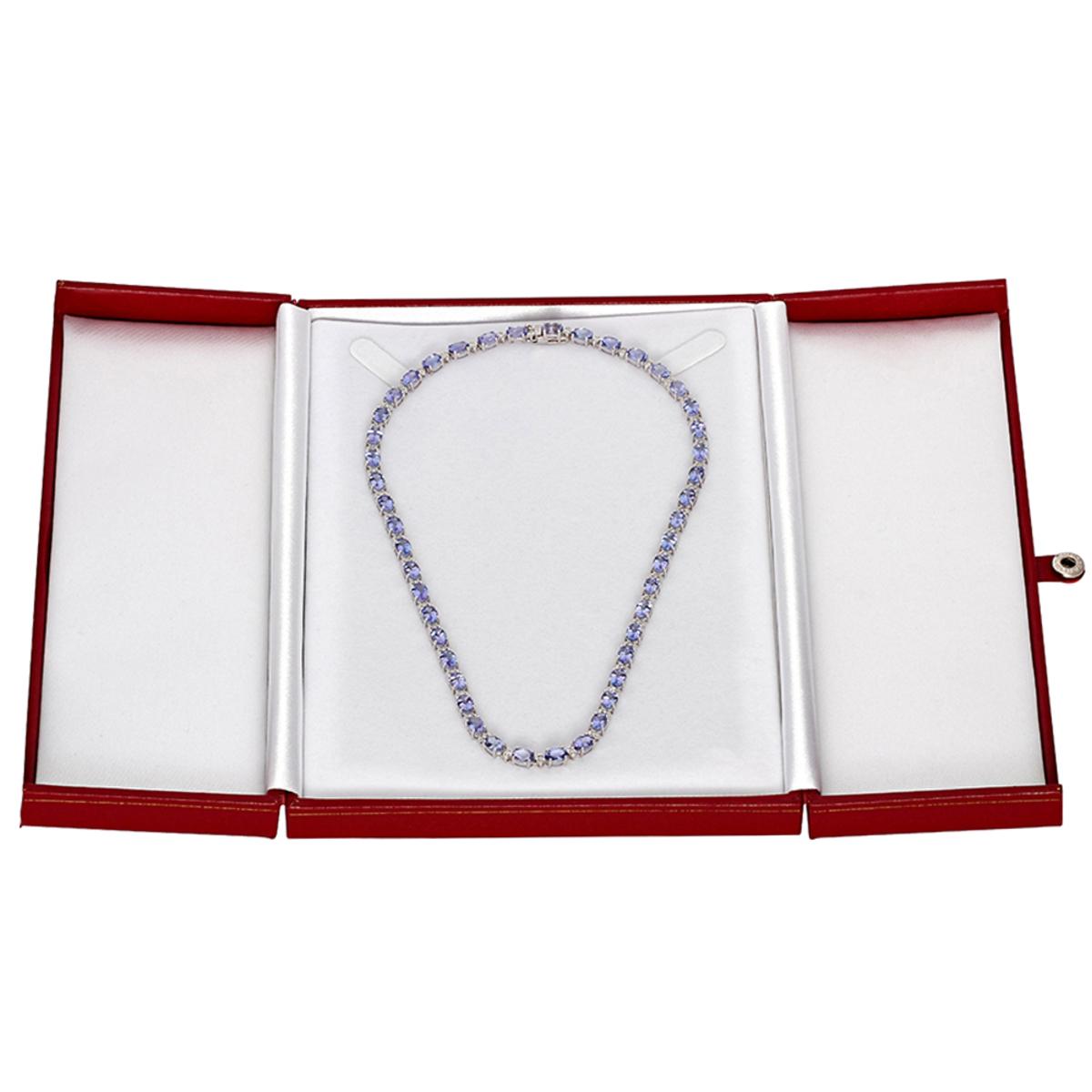 14k White Gold 28.80ct Tanzanite 1.73ct Diamond Necklace