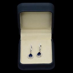 14K Gold 2.06ct Sapphire & 1.62ct Diamond Earrings