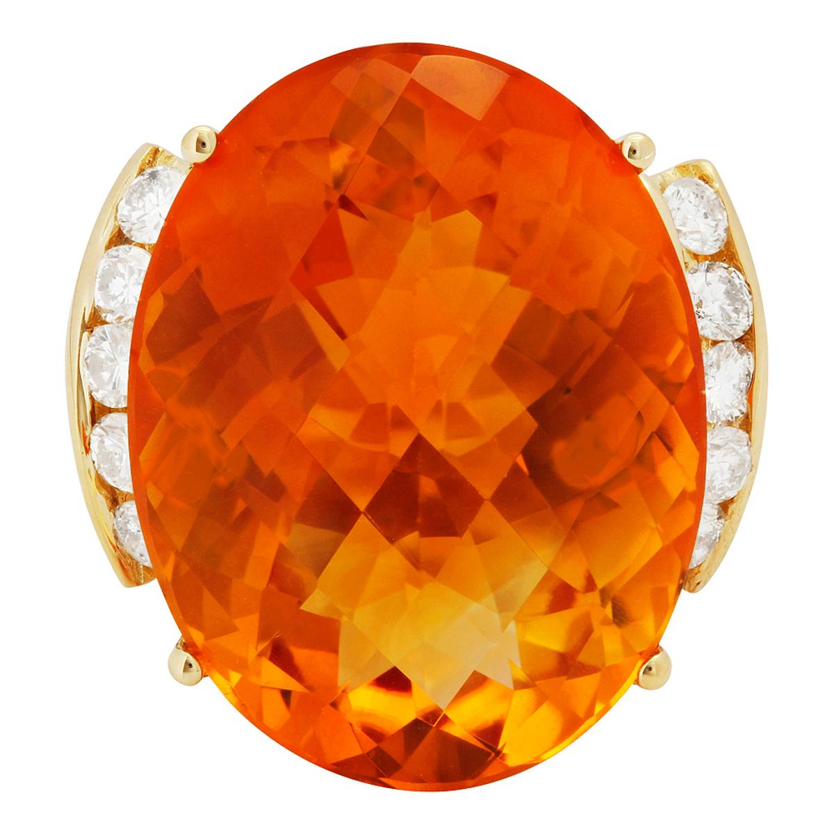 14k Yellow Gold 19.61ct Citrine 0.69ct Diamond Ring