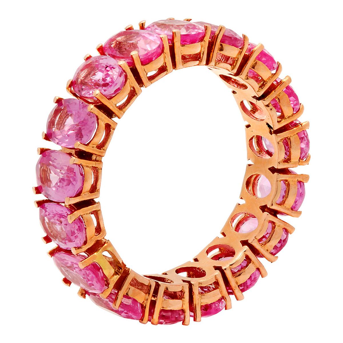 14k Rose Gold 11.12ct Pink Sapphire Eternity Band Ring