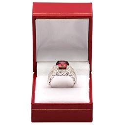 14k White Gold 4.32ct Pink Tourmaline 1.17ct Diamond Ring