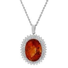 14k White Gold 28.63ct Citrine 2.18ct Diamond Pendant