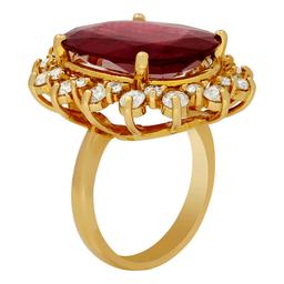 14k Yellow Gold 14.90ct Ruby 2.13ct Diamond Ring