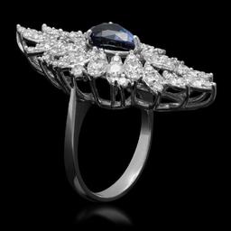 14K White Gold 2.60ct Sapphire and 3.26ct Diamond Ring