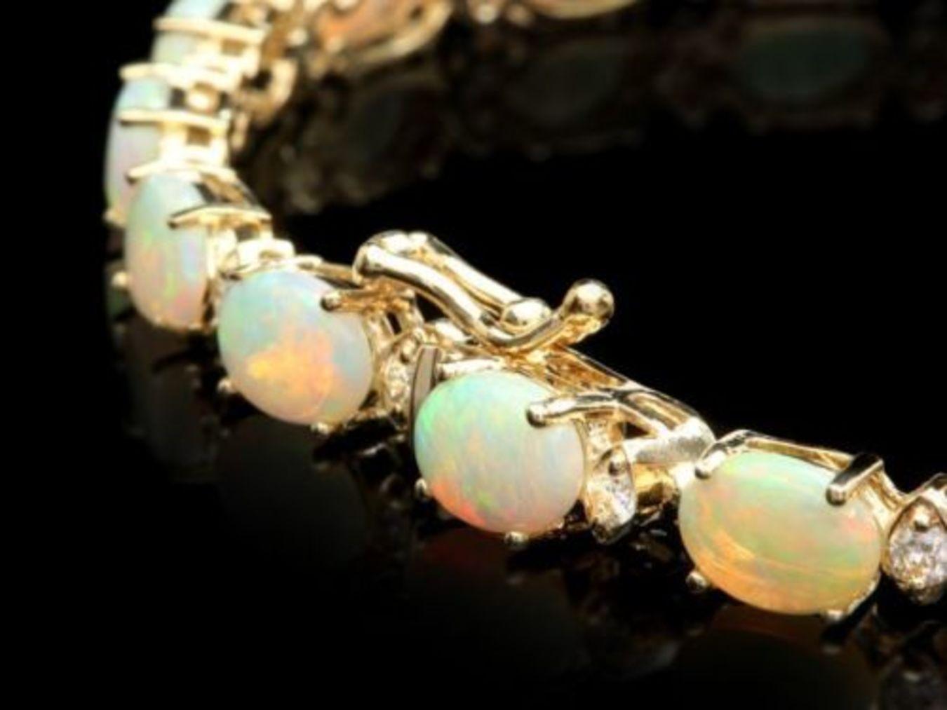 14K Gold 8.62ct Opal 0.82ct Diamond Bracelet