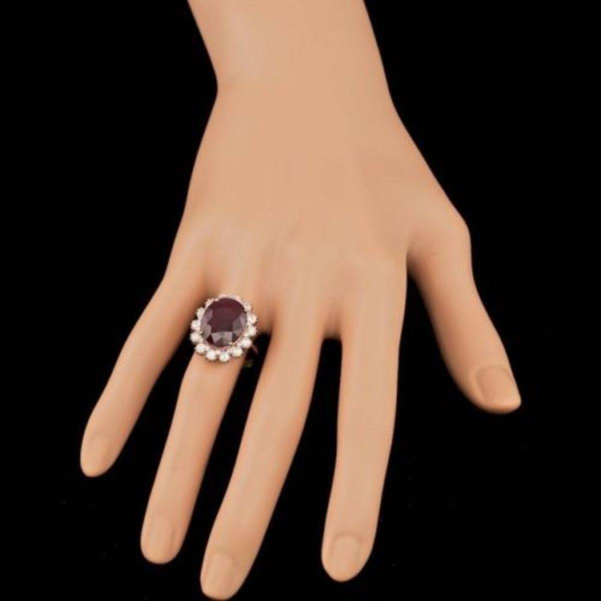 14K Rose Gold 10.17ct Ruby and 1.50ct Diamond Ring