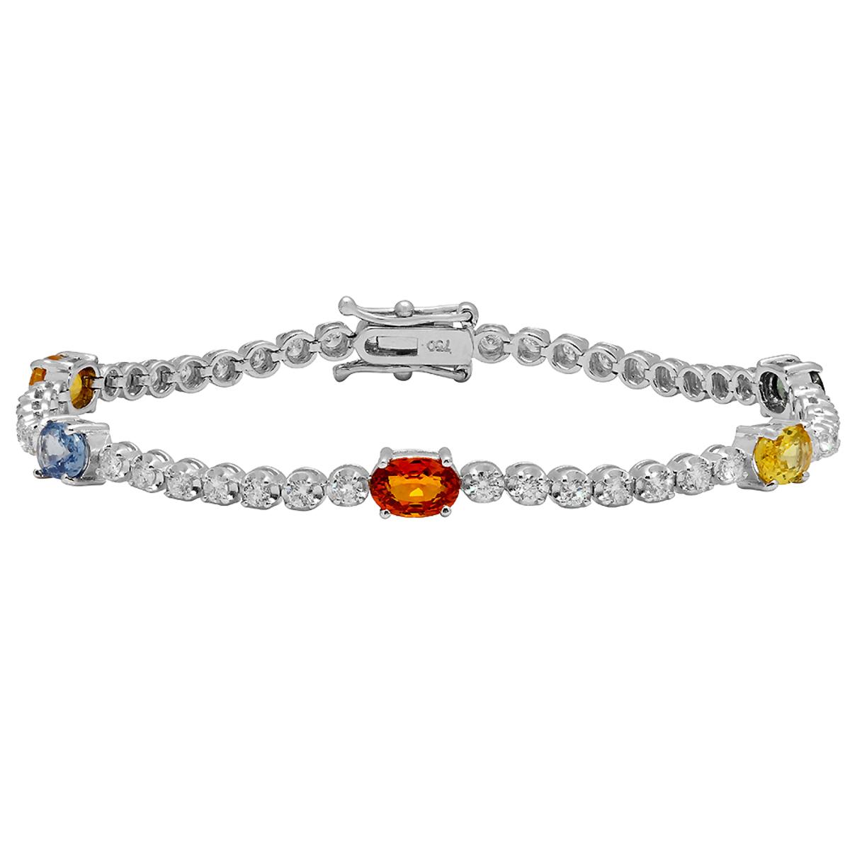 14k White Gold 3.51ct Sapphire 1.52ct Diamond Bracelet