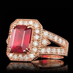 14K Rose Gold 4.17ct Ruby and 1.32ct Diamond Ring