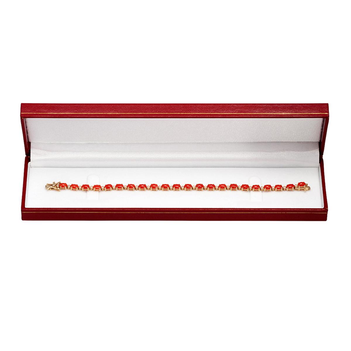 14k Yellow Gold 7.51ct Coral 0.51ct Diamond Bracelet