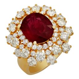 14k Yellow Gold 5.31ct Ruby 3.51ct Diamond Ring