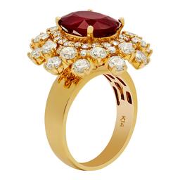 14k Yellow Gold 5.31ct Ruby 3.51ct Diamond Ring