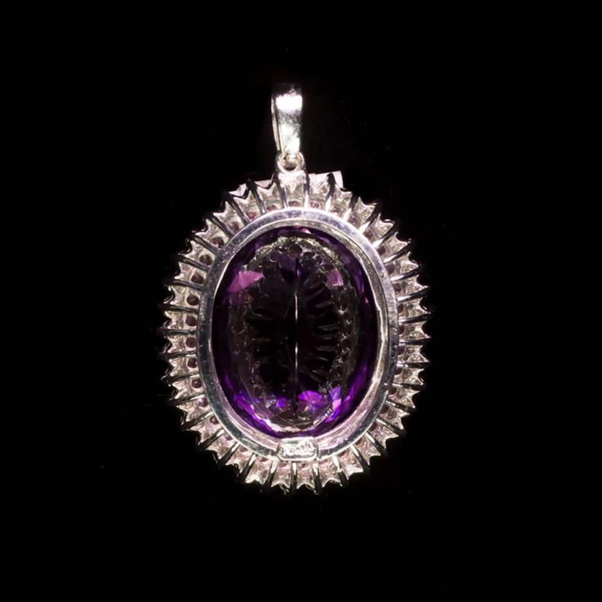 14K Gold Amethyst  Pink Sapphire and Diamond Pendant