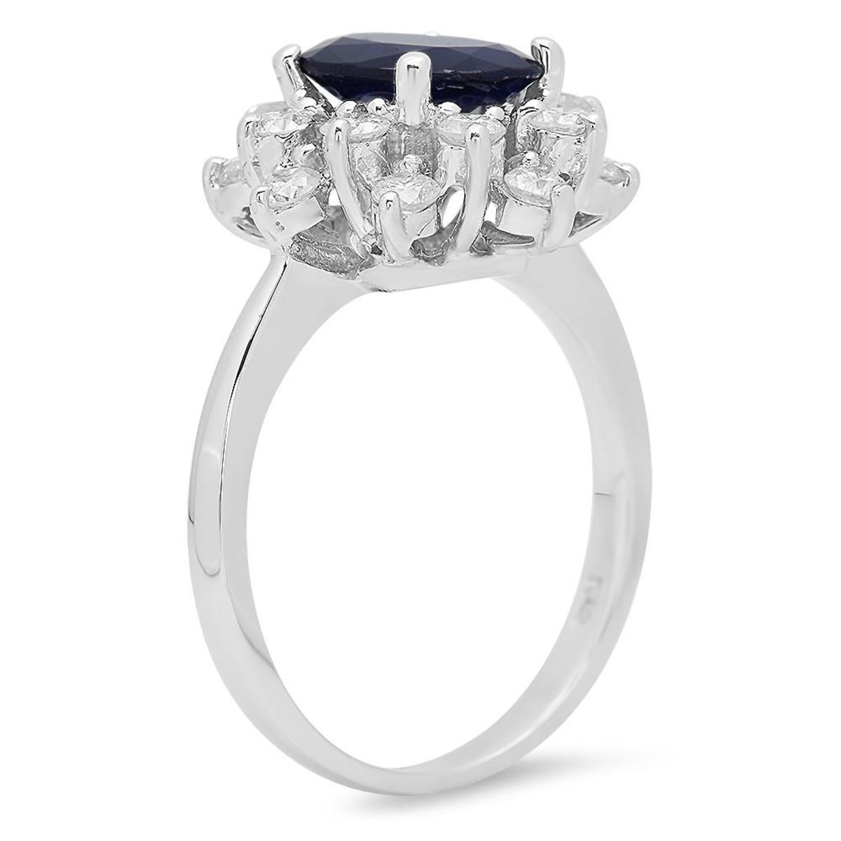 14K White Gold 2.00ct Sapphire and 0.86ct Diamond Ring