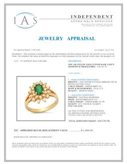 14K Yellow Gold Setting with 0.65ct Emerald and 0.30ct Diamond Ring