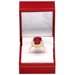 14k Yellow Gold 11.08ct Ruby 1.46ct Diamond Ring