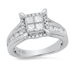 14K White Gold Setting with 1.09tcw Diamond Ladies Ring