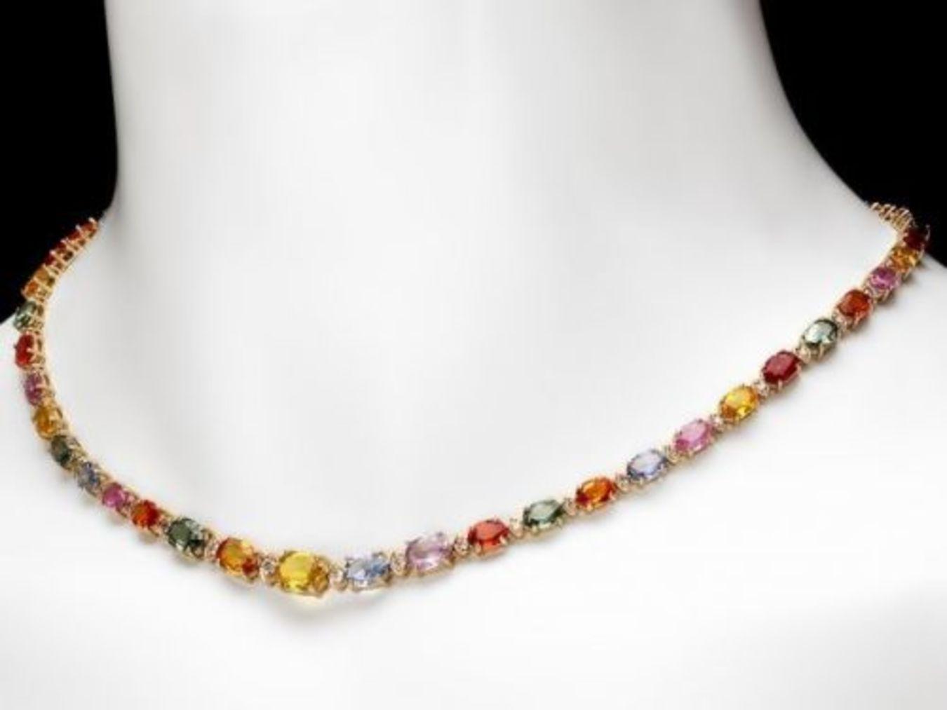 14K Yellow Gold 28.60ct Fancy Color Sapphire and 1.15ct Diamond Necklace