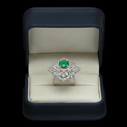 14K White Gold 3.33ct Emerald and 3.26ct Diamond Ring