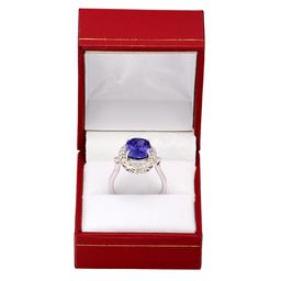 14k White Gold 4.74ct Tanzanite 0.42ct Diamond Ring