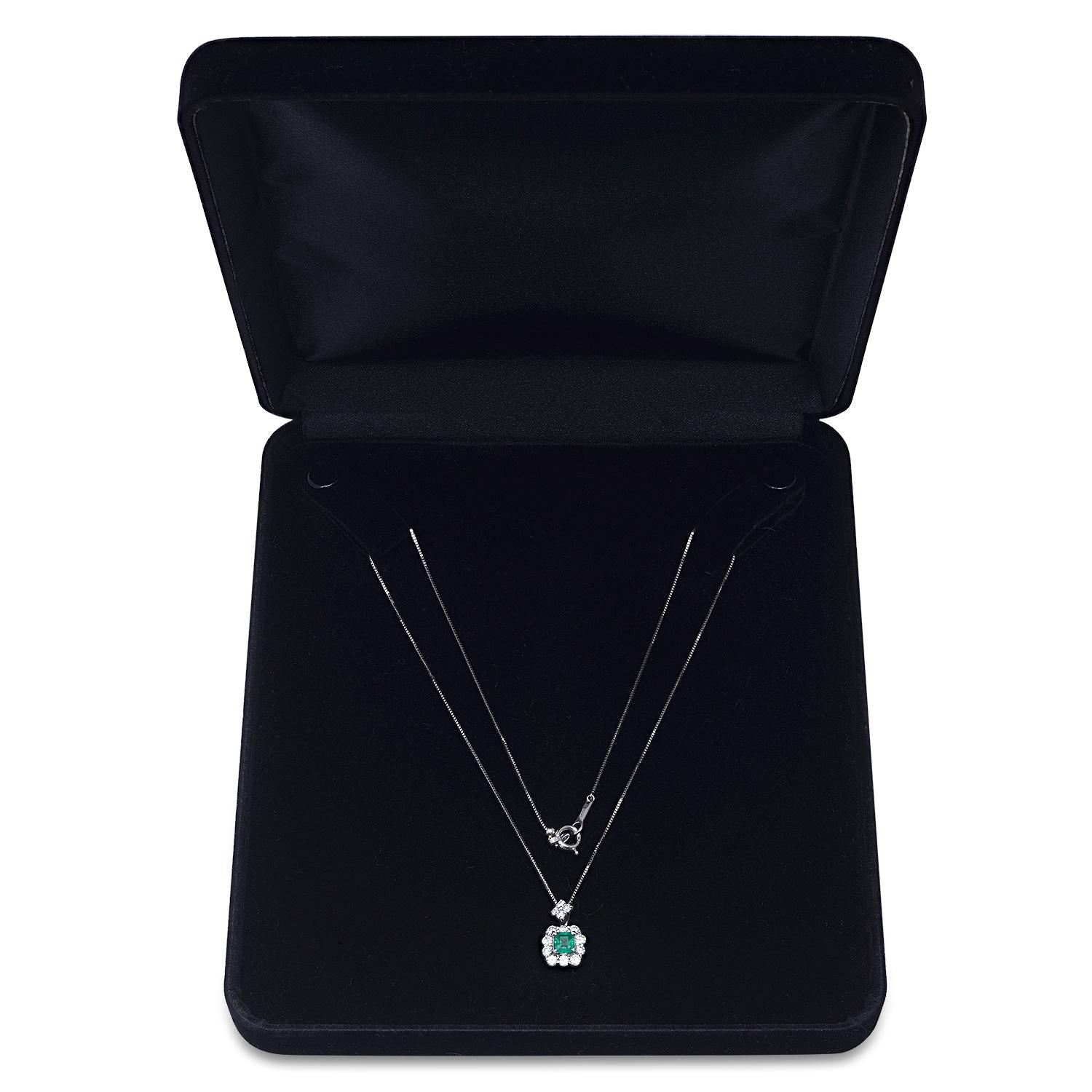 Platinum Setting with 0.58ct Emerald and 0.83ct Diamond Ladies Pendant