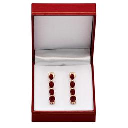 14k Yellow Gold 8.64ct Ruby 0.28ct Diamond Earrings