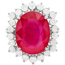 14k White Gold 10.77ct Ruby 1.41ct Diamond Ring