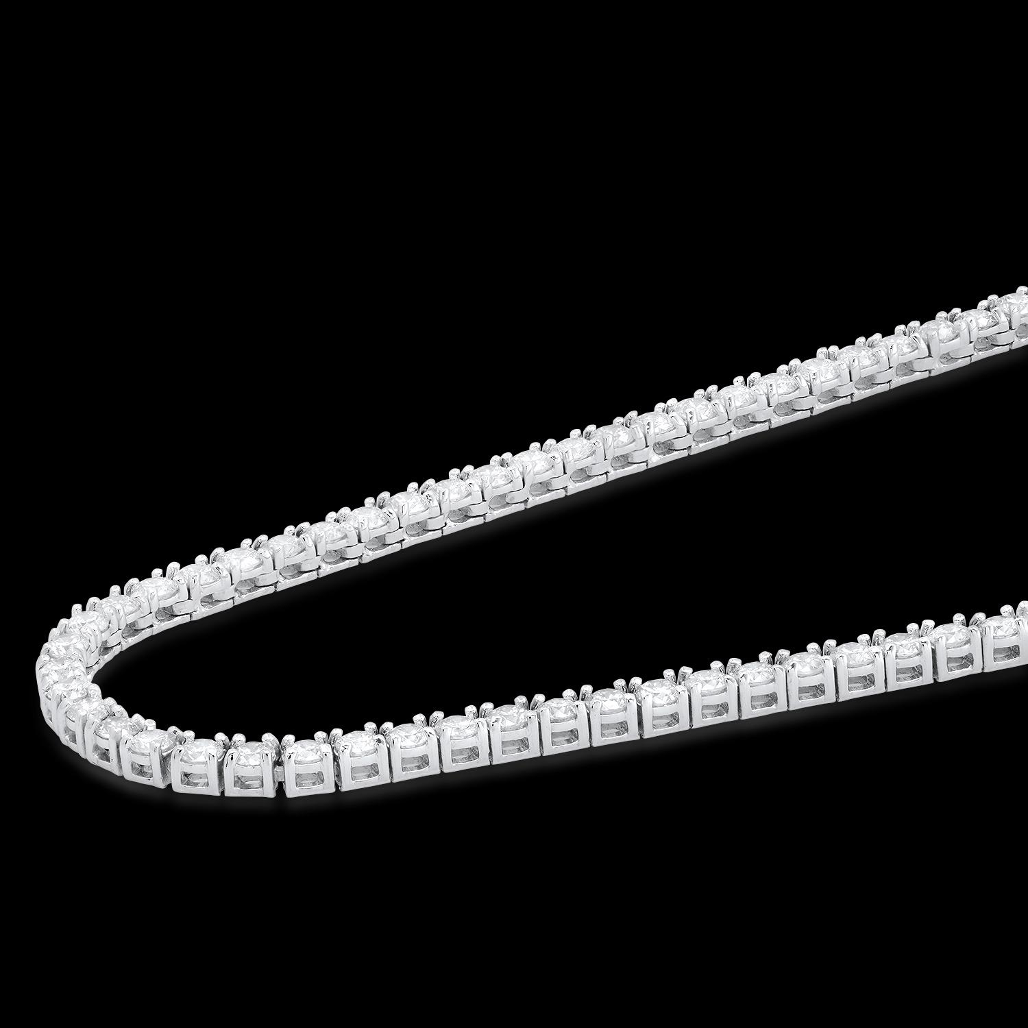 14K White Gold and 7.98ct Diamond Necklace