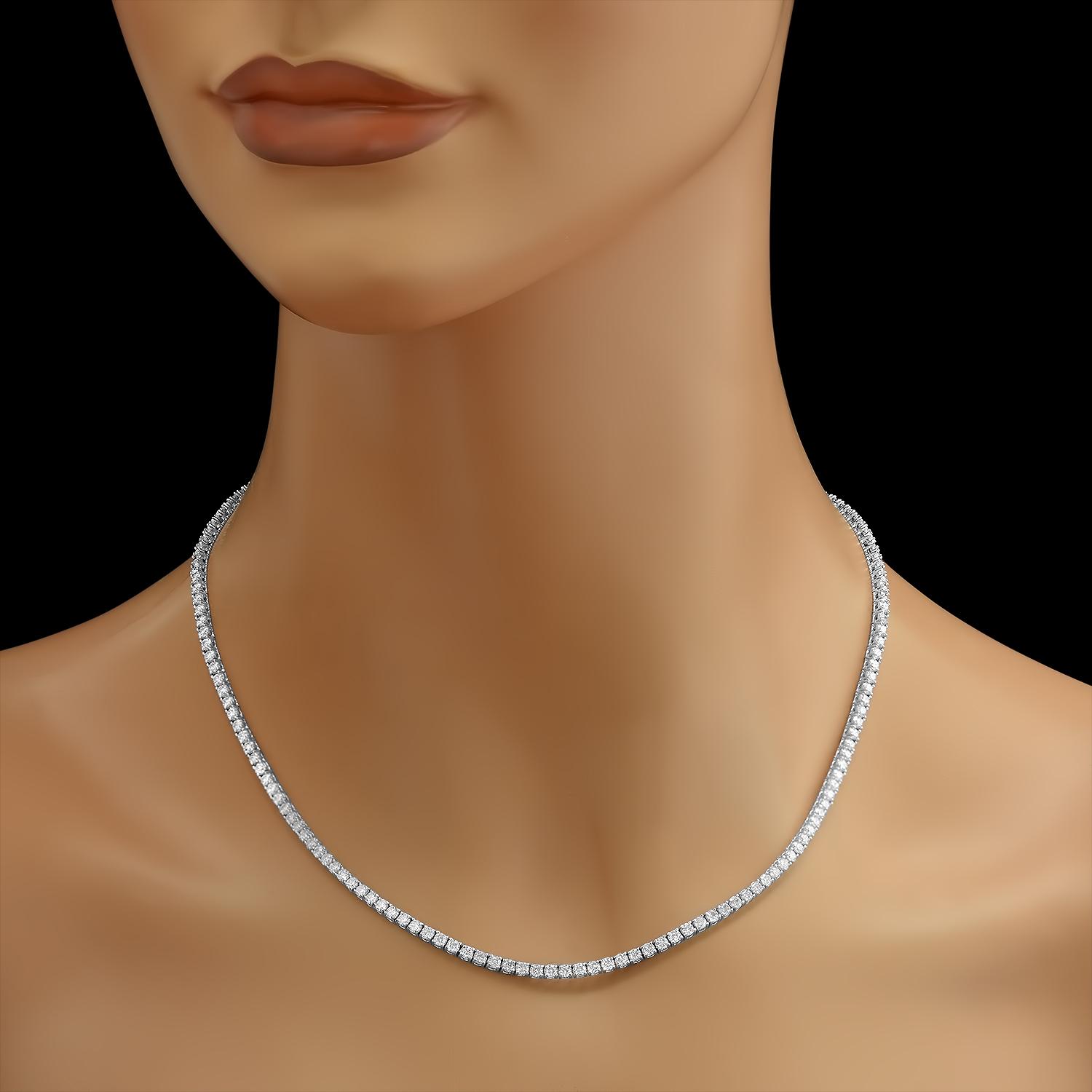 14K White Gold and 7.98ct Diamond Necklace