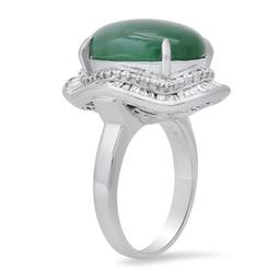 Platinum Setting with 15.19ct Jade and 1.38ct Diamond Ladies Ring