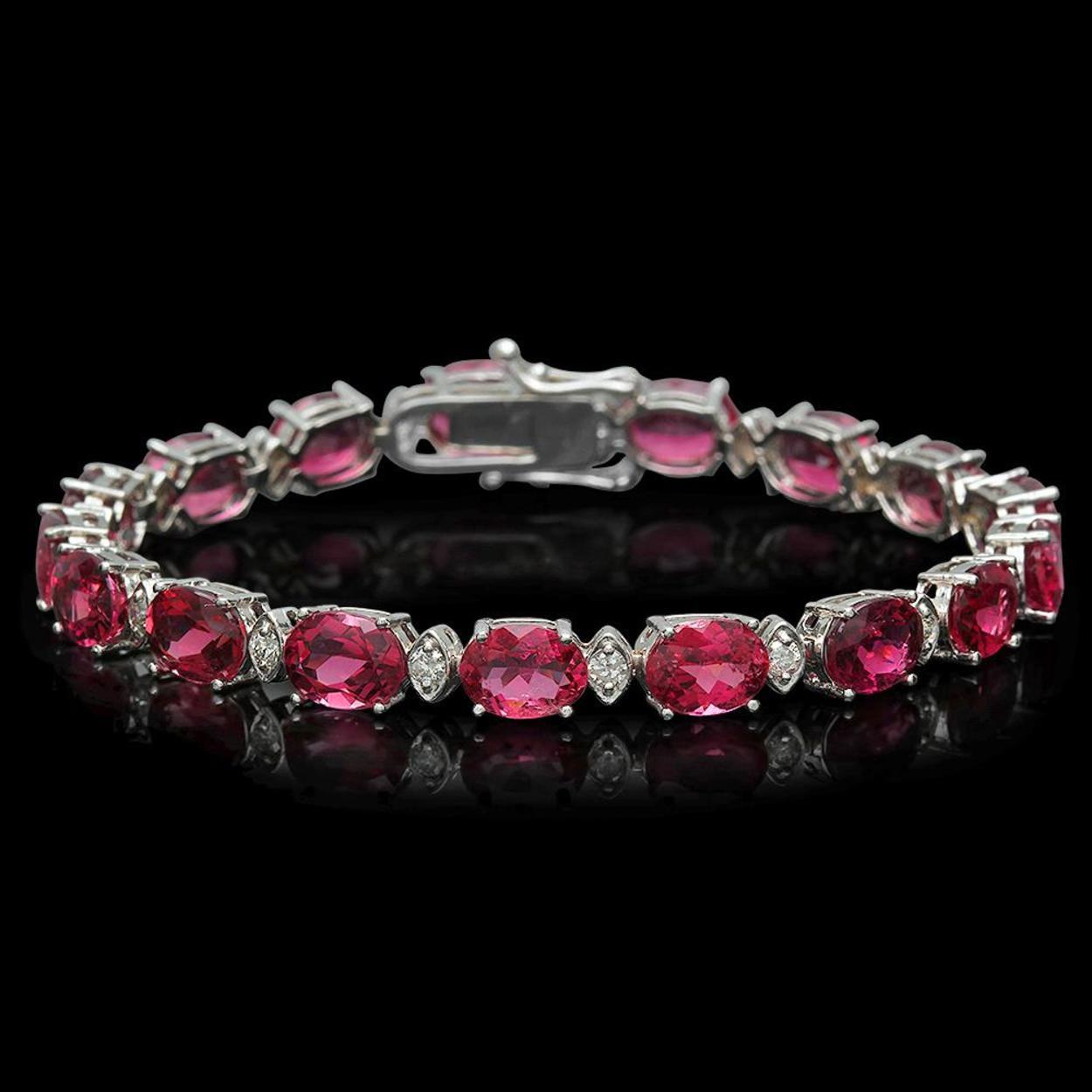 14K Gold 22.77ct Tourmaline 1.04ct Diamond Bracelet