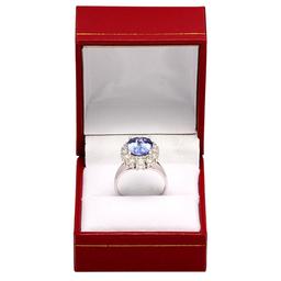 14k White Gold 3.87ct Tanzanite 1.39ct Diamond Ring