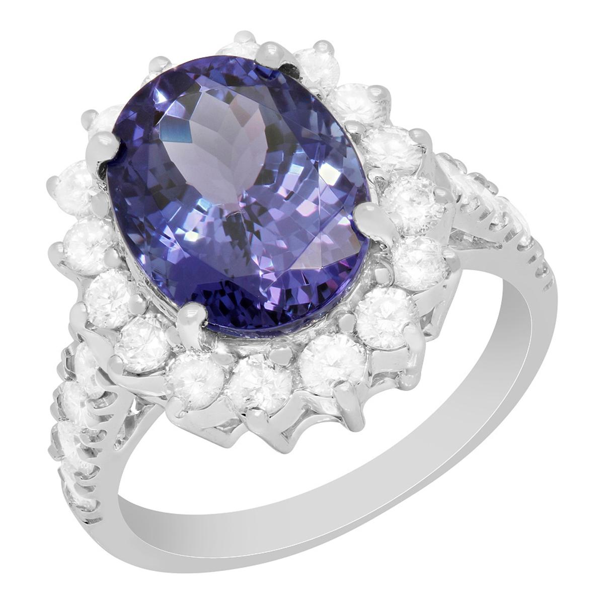 14k White Gold 5.31ct Tanzanite 1.36ct Diamond Ring