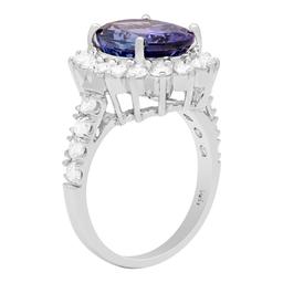 14k White Gold 5.31ct Tanzanite 1.36ct Diamond Ring