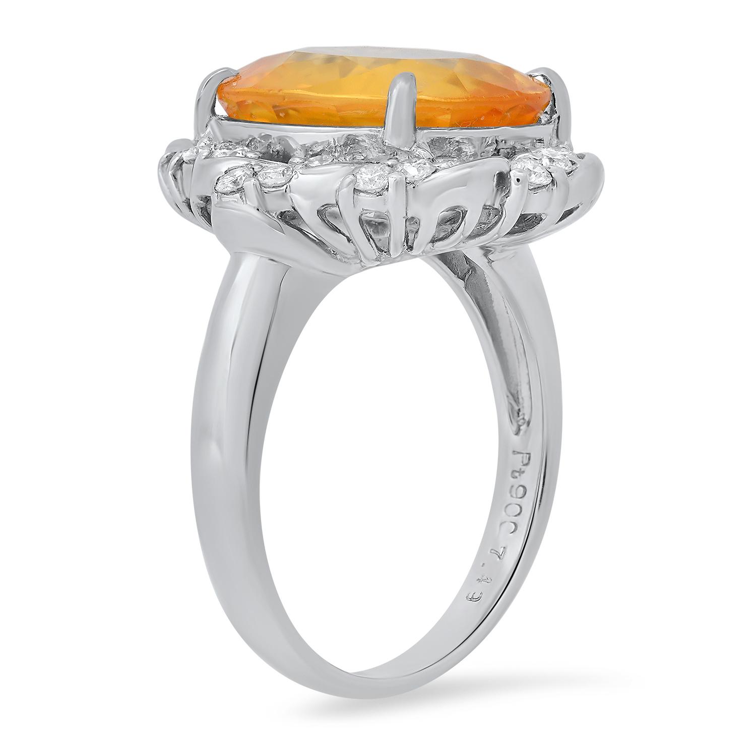 Platinum Setting with 7.49ct Yellow Sapphire and 0.45ct Diamond Ladies Ring