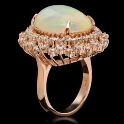 14K Rose Gold 7.60ct Opal and 2.09ct Diamond Ring